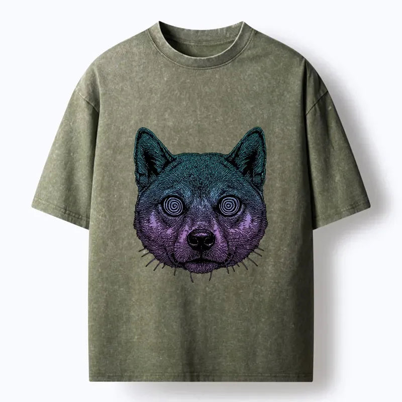 Kyoto-Lion Hypnotic Wild Wolf Washed T-Shirt
