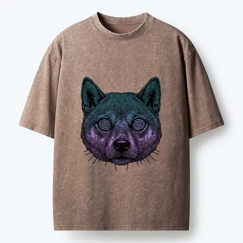 Kyoto-Lion Hypnotic Wild Wolf Washed T-Shirt