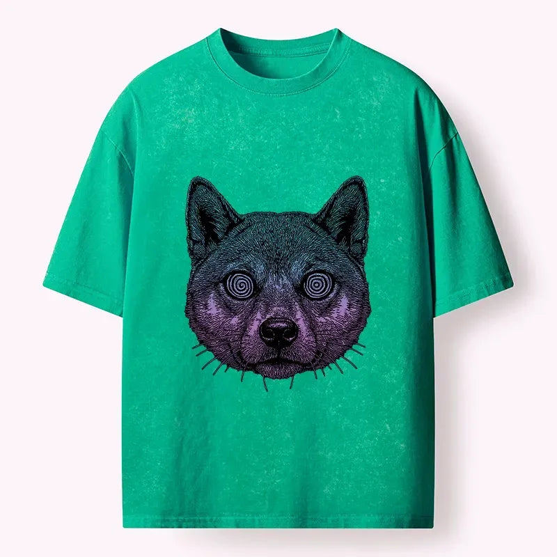 Kyoto-Lion Hypnotic Wild Wolf Washed T-Shirt