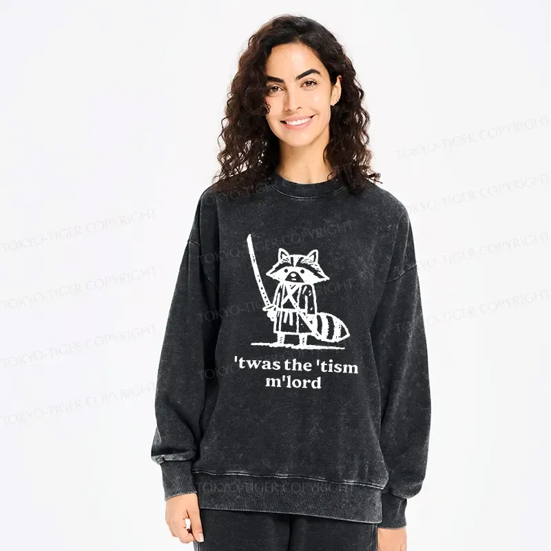 Kyoto-Lion Focused Samurai Raccoon Washed Sweatshirt