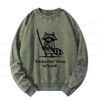 Kyoto-Lion Focused Samurai Raccoon Washed Sweatshirt