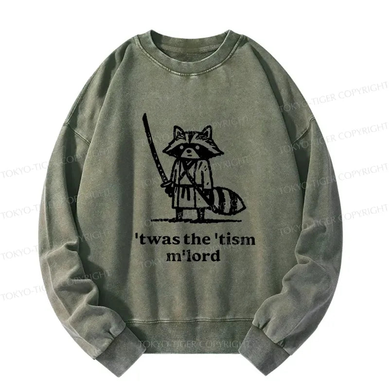 Kyoto-Lion Focused Samurai Raccoon Washed Sweatshirt