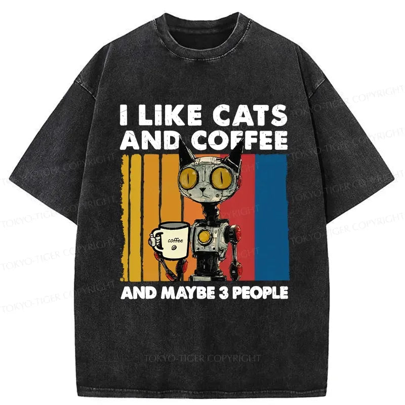 Japanese Robot Cat Coffee T-Shirt