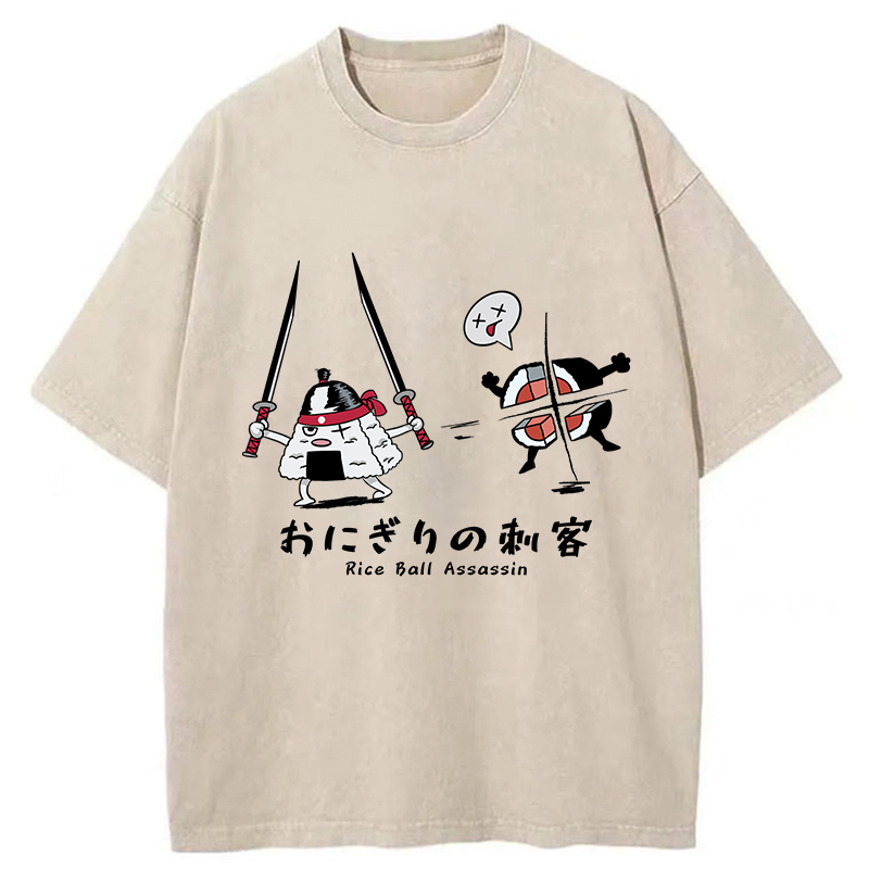 Kyoto-Lion Rice Ball Assassin Washed T-Shirt