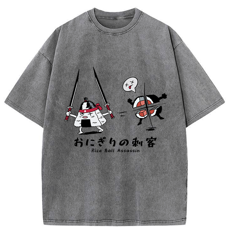 Kyoto-Lion Rice Ball Assassin Washed T-Shirt