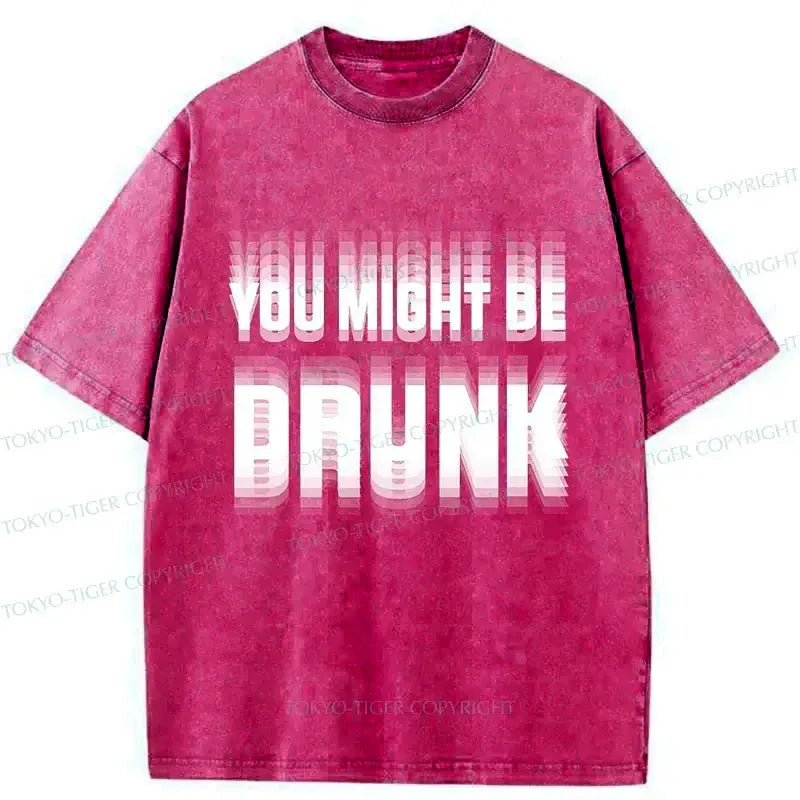 Kyoto-Lion Drunk Text Washed T-Shirt