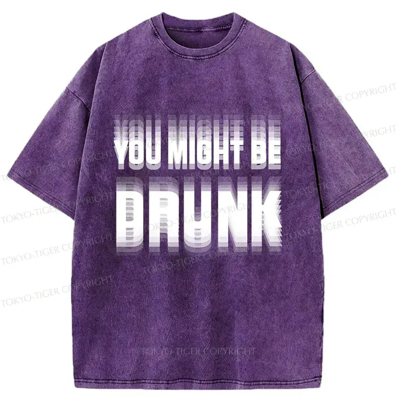 Kyoto-Lion Drunk Text Washed T-Shirt