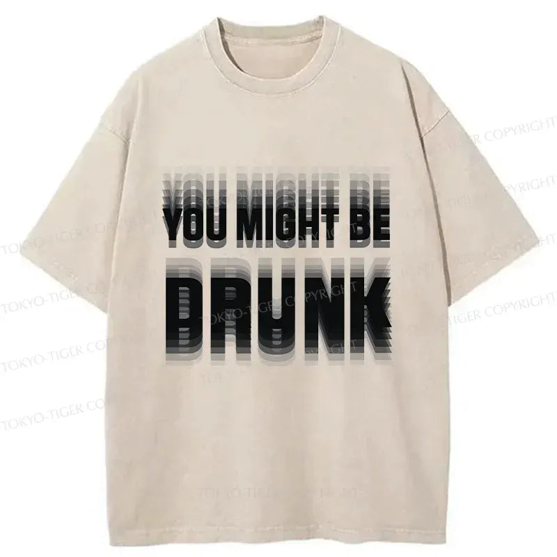 Kyoto-Lion Drunk Text Washed T-Shirt