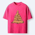 Kyoto-Lion Funny Stacked Capybara Christmas Tree Washed T-Shirt