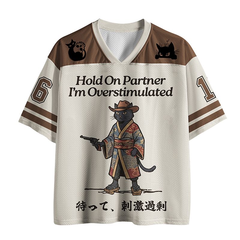 Kyoto-Lion Samurai Cowboy Cat Mesh Jersey