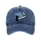 black cat washed cap for daily wear