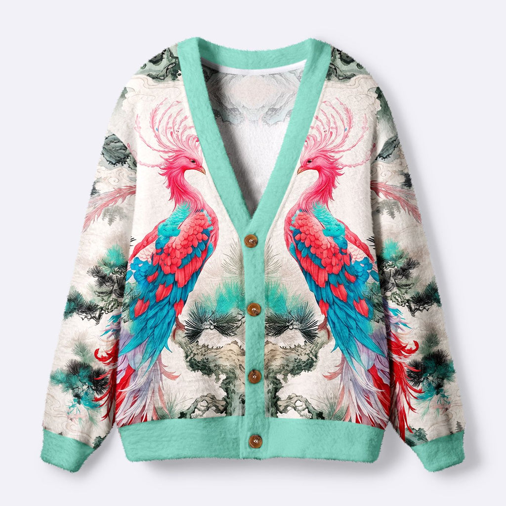 Kyoto-Lion Twin Phoenixes Of The Sacred Grove Ugly Cardigan Sweater