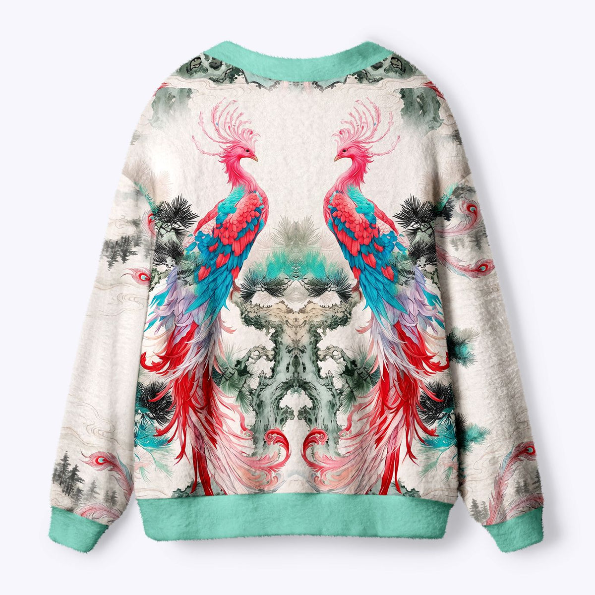 Kyoto-Lion Twin Phoenixes Of The Sacred Grove Ugly Cardigan Sweater
