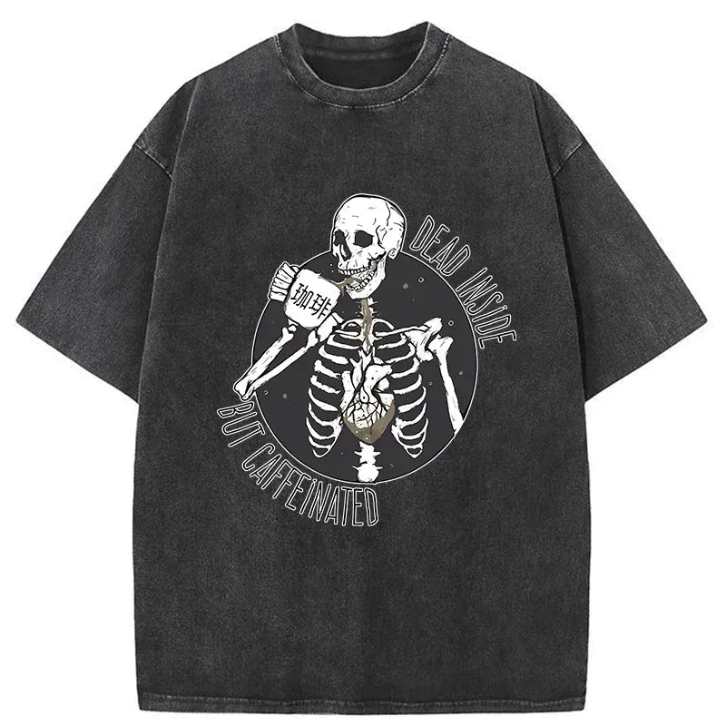 dead inside caffeinated washed tee for daily wear