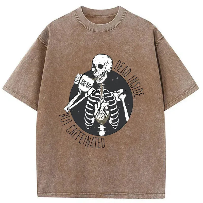 dead inside caffeinated washed tee for daily wear