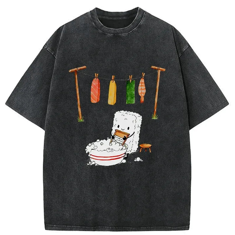 Retro Japanese Sushi Tee for Daily Wear