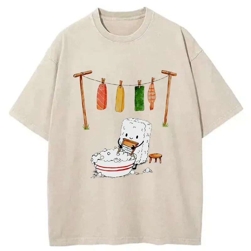 Retro Japanese Sushi Tee for Daily Wear