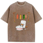 Japanese Sushi Washed T-Shirt for Summer