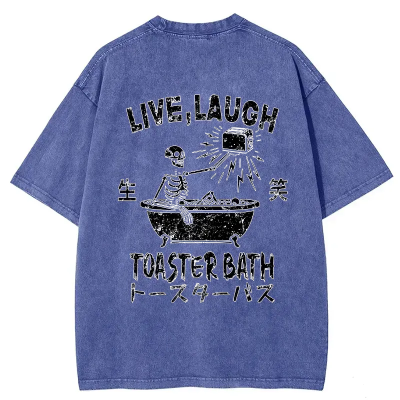 funny electric shock skeleton washed t shirt