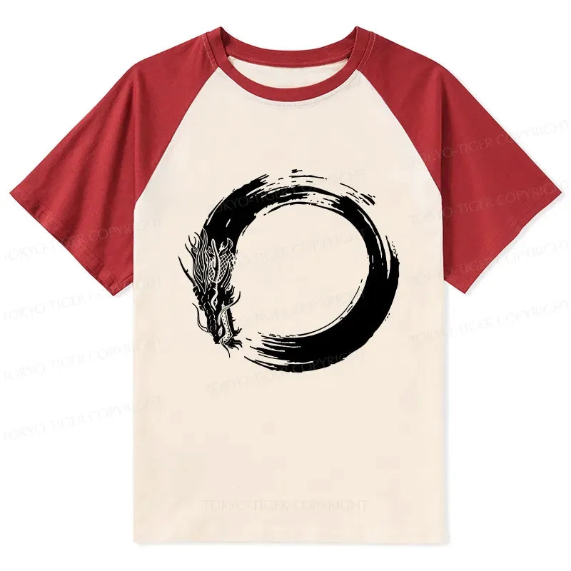 Kyoto-Lion Dragon's Circle Raglan T-shirt