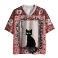 Kyoto-Lion Black Cat In The Sakura Snow Mesh Jersey