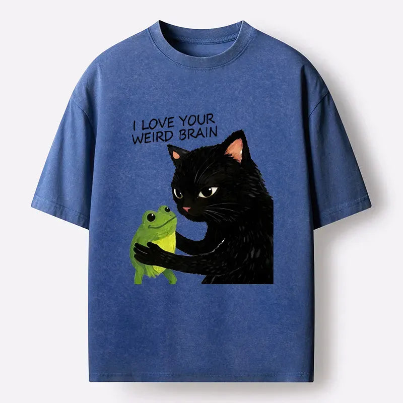Kyoto-Lion Cat Eats Frog Washed T-Shirt