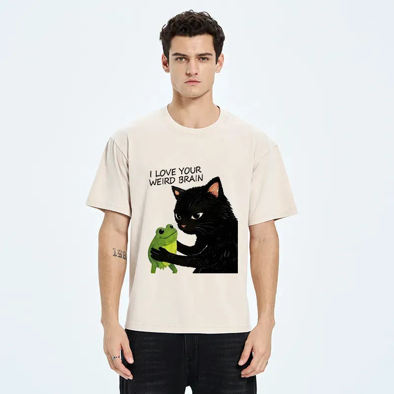 Kyoto-Lion Cat Eats Frog Washed T-Shirt