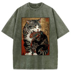 Washed Ukiyo-e T-Shirt for Summer