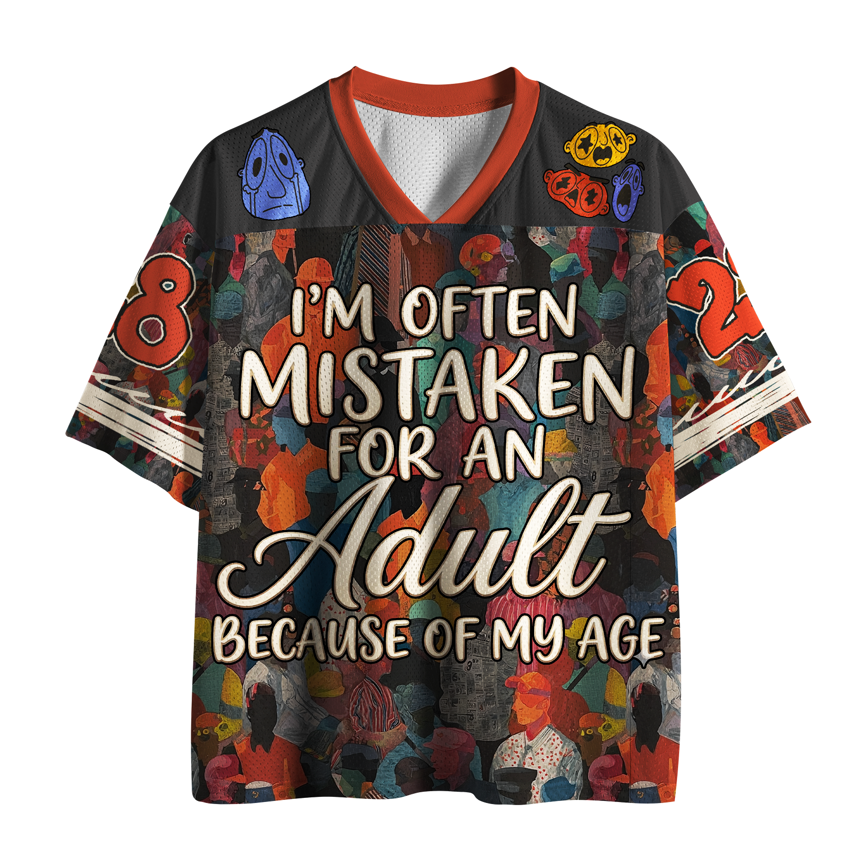 Kyoto-Lion 'Mistaken for an Adult' Funny Retro Mesh Jersey