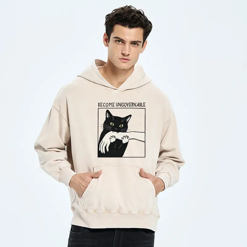 Japanese Vintage Black Cat Hoodie