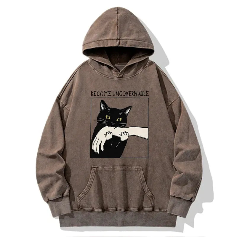 Japanese Vintage Black Cat Hoodie