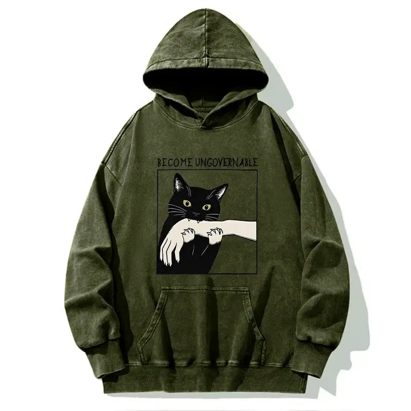 Japanese Vintage Black Cat Hoodie