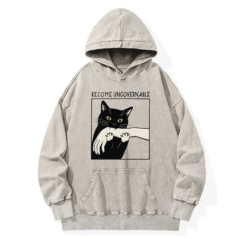 Japanese Vintage Black Cat Hoodie