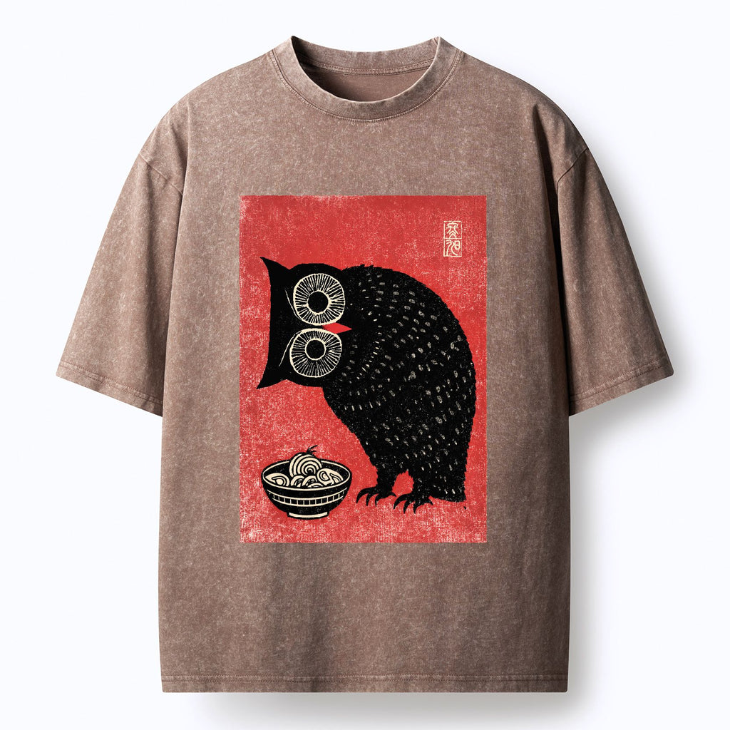 Kyoto-Lion Ramen And Curious Owl Washed T-Shirt
