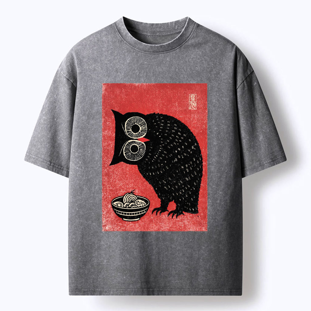 Kyoto-Lion Ramen And Curious Owl Washed T-Shirt