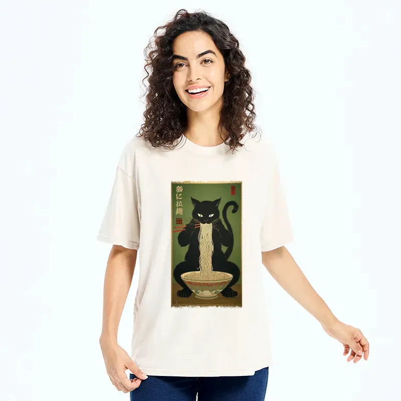 Kyoto-Lion Noodle Master Cat Washed T-Shirt