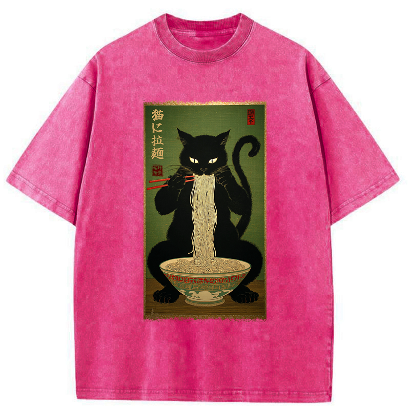 Kyoto-Lion Noodle Master Cat Washed T-Shirt