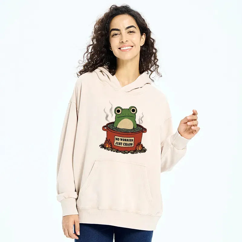Kyoto-Lion Frog£ºNo Worries£¬Just Chaos Washed Hoodie