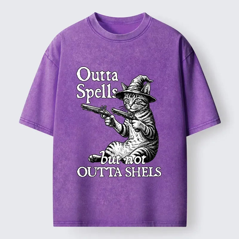 Kyoto-Lion Wizard Cat With Guns Funny Meme Washed T-Shirt