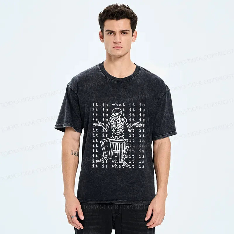 helpless skeleton ukiyo-e washed t-shirt