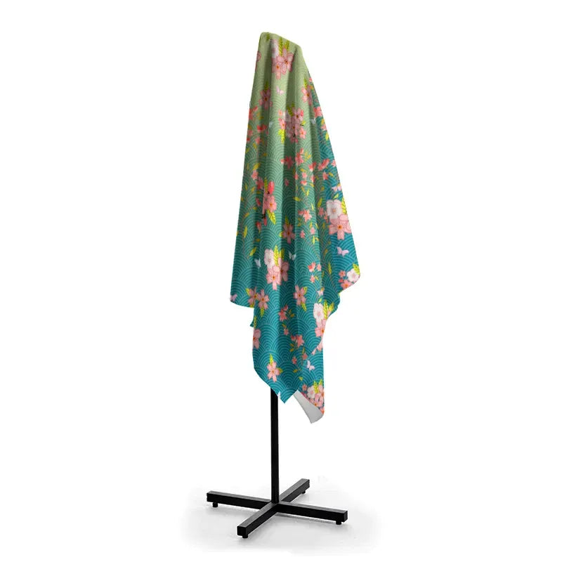 Kyoto-Lion Sakura Blossom Waves Beach Towel
