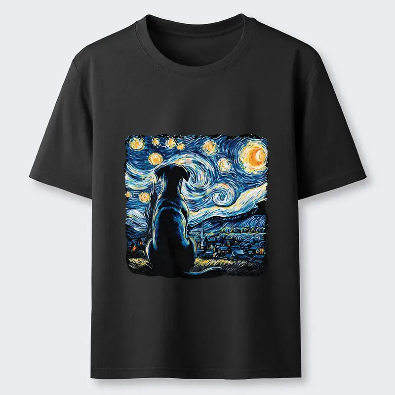 Japanese Starry Night Dog T-Shirt for Daily Wear