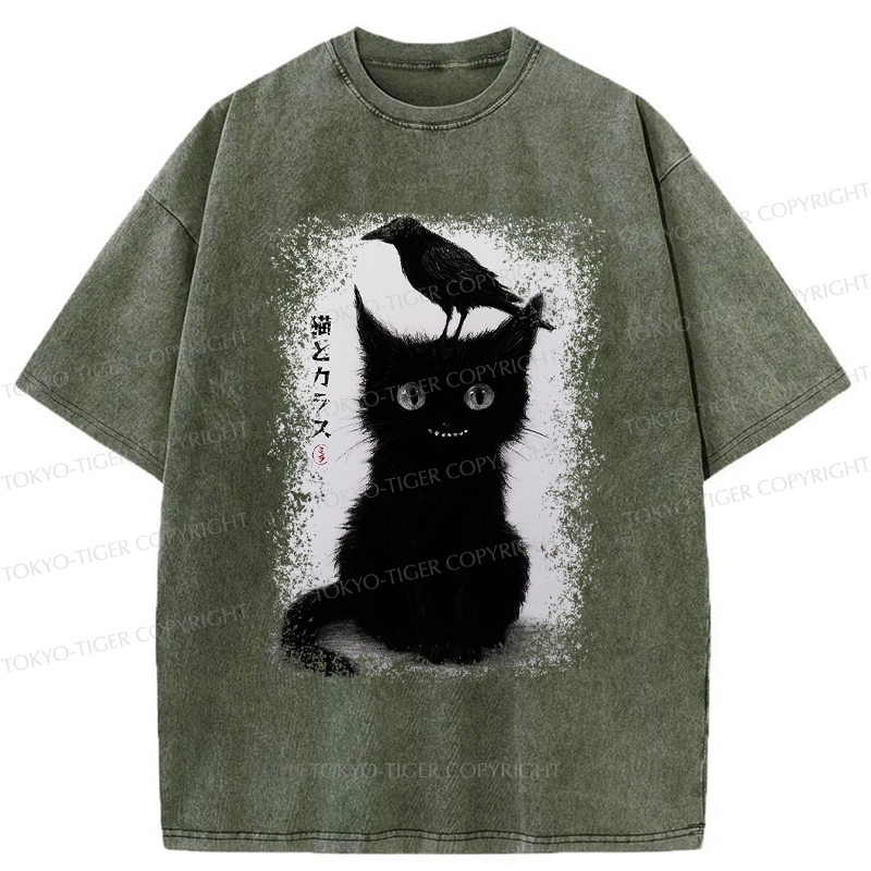 Washed Vintage Unisex Cat T-Shirt