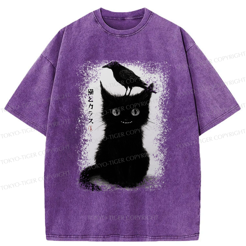 Washed Vintage Unisex Cat T-Shirt