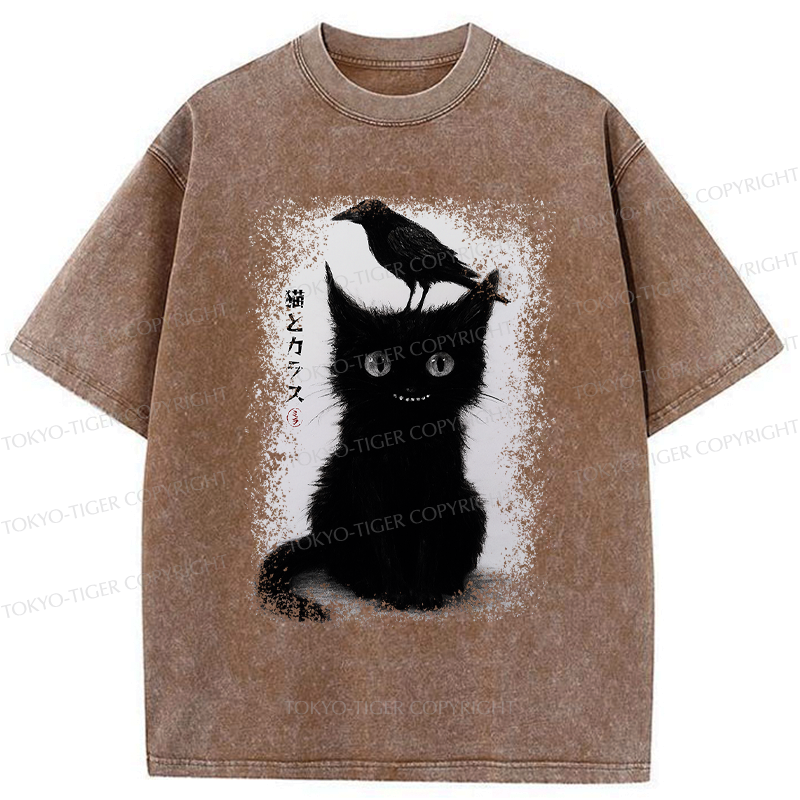 Washed Vintage Unisex Cat T-Shirt