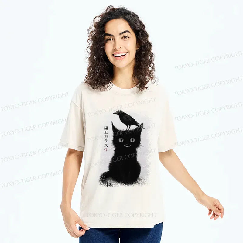 Washed Vintage Unisex Cat T-Shirt