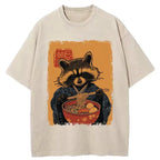Japanese raccoon ramen washed t-shirt