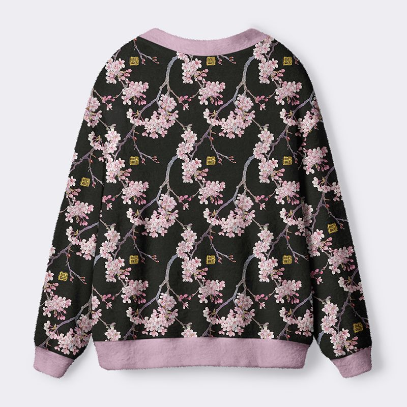 Kyoto-Lion Whispers Of The Sakura Breeze Ugly Cardigan Sweater