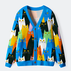 Kyoto-Lion Colorful Cat Parade Ugly Cardigan Sweater