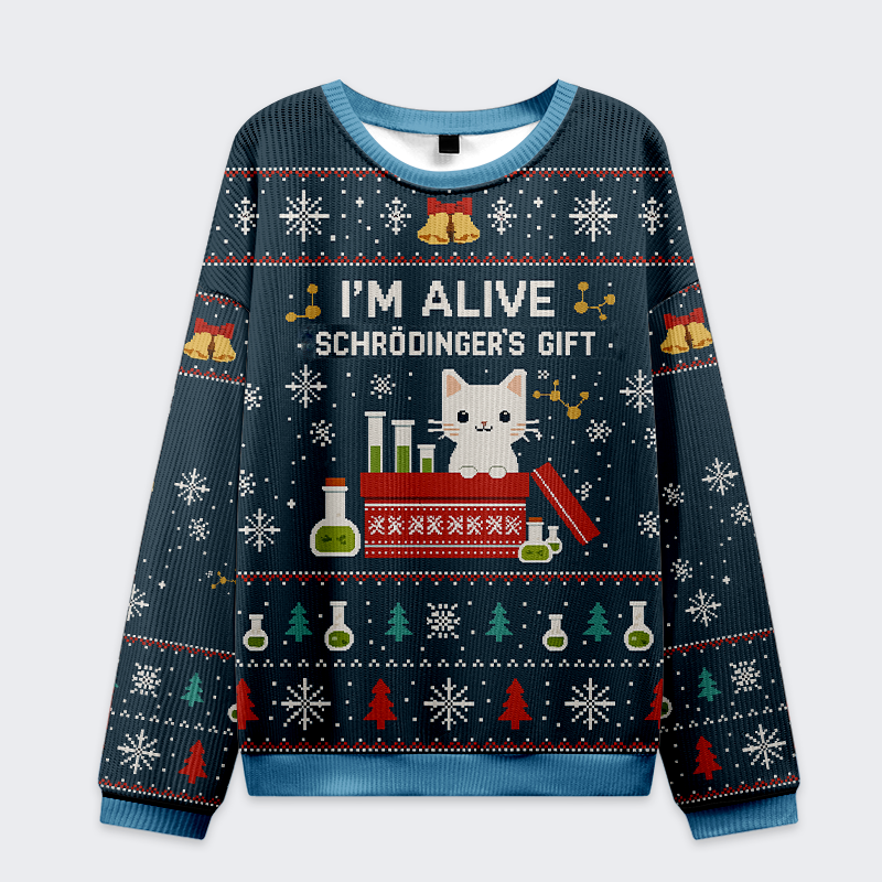 Kyoto-Lion Schr?dinger's Christmas: The Quantum Cat Christmas Ugly Sweatshirt
